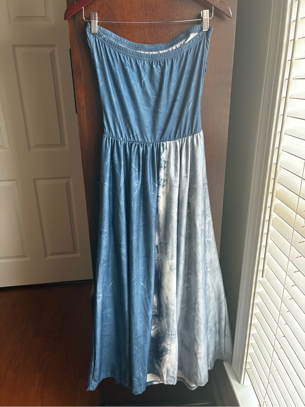 BLUVintage Blue Strapless Maxi Dress Colorblock Pocket Dress Size Large - Picture 7 of 8